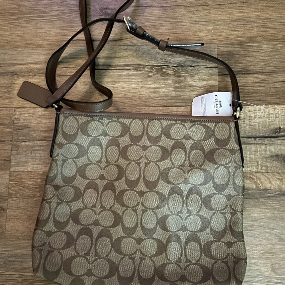 Coach Tan and Brown Signature Crossbody Bag - Picture 3 of 7